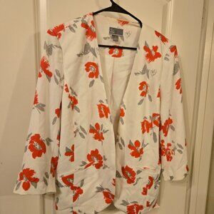 Chelsea28 Women's Blazer - White with Red and Gray Floral